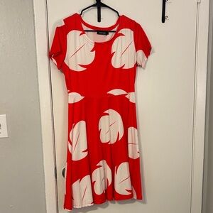 Lilo and Stitch Red and White Leaf Print Dress